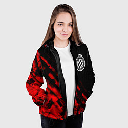 Куртка с капюшоном женская Club Brugge sport grunge, цвет: 3D-черный — фото 2