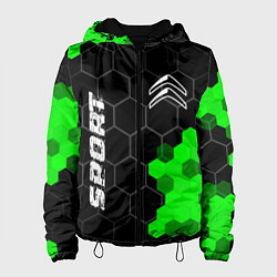 Куртка с капюшоном женская Citroen green sport hexagon, цвет: 3D-черный