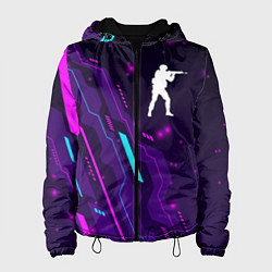Куртка с капюшоном женская Counter Strike neon gaming, цвет: 3D-черный