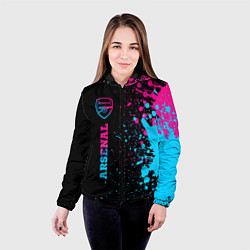 Куртка с капюшоном женская Arsenal - neon gradient по-вертикали, цвет: 3D-черный — фото 2