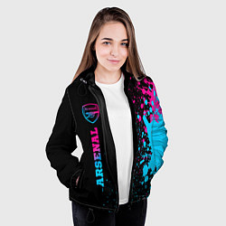 Куртка с капюшоном женская Arsenal - neon gradient по-вертикали, цвет: 3D-черный — фото 2