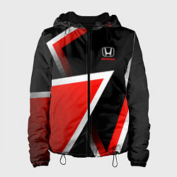 Куртка с капюшоном женская Honda - красные треугольники, цвет: 3D-черный