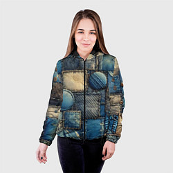 Куртка с капюшоном женская Denim patchwork - ai art, цвет: 3D-черный — фото 2