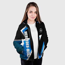 Куртка с капюшоном женская Mercedes - blue metal, цвет: 3D-черный — фото 2