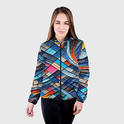 Куртка с капюшоном женская Абстрактный авангардный пэчворк - нейросеть, цвет: 3D-черный — фото 2