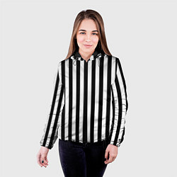 Куртка с капюшоном женская Вертикальная широкая полоска, цвет: 3D-черный — фото 2