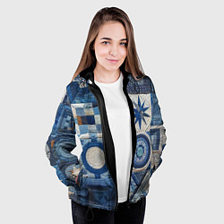 Куртка с капюшоном женская Denim patchwork - ai art, цвет: 3D-черный — фото 2