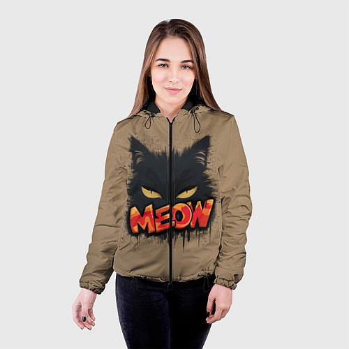 Женская куртка Силуэт кошки мяу / 3D-Черный – фото 4