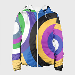 Куртка с капюшоном женская Разноцветные круги, абстракция, цвет: 3D-белый