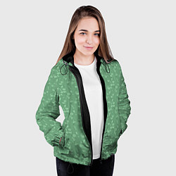 Куртка с капюшоном женская Яркий зеленый однотонный цветочный узор, цвет: 3D-черный — фото 2