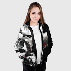 Куртка с капюшоном женская День победы 9 мая коллаж из фронтовых моментов, цвет: 3D-черный — фото 2