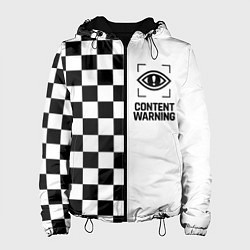 Куртка с капюшоном женская Content Warning шашечки, цвет: 3D-черный