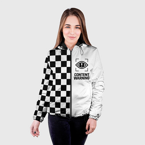 Женская куртка Content Warning шашечки / 3D-Черный – фото 4