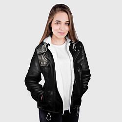 Куртка с капюшоном женская Косуха терминатора чёрная, цвет: 3D-белый — фото 2
