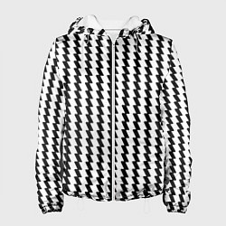 Куртка с капюшоном женская Чёрно-белые вертикальные полосы, цвет: 3D-белый