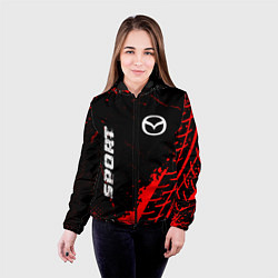 Куртка с капюшоном женская Mazda red sport tires, цвет: 3D-черный — фото 2