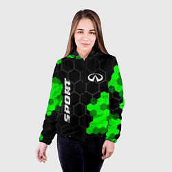 Куртка с капюшоном женская Infiniti green sport hexagon, цвет: 3D-черный — фото 2