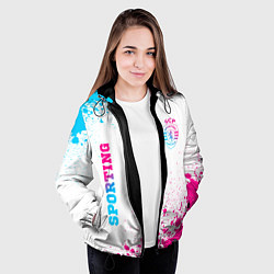 Куртка с капюшоном женская Sporting neon gradient style вертикально, цвет: 3D-черный — фото 2