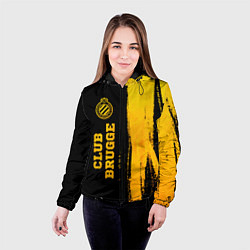 Куртка с капюшоном женская Club Brugge - gold gradient по-вертикали, цвет: 3D-черный — фото 2