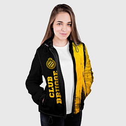 Куртка с капюшоном женская Club Brugge - gold gradient по-вертикали, цвет: 3D-черный — фото 2