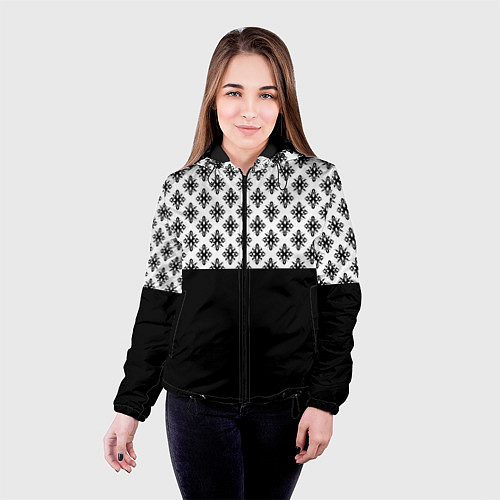 Женская куртка Чёрно-белый узором / 3D-Черный – фото 4