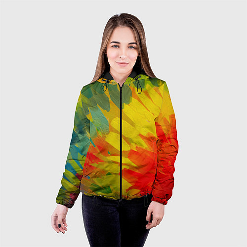 Женская куртка Абстракция цветение акрил / 3D-Черный – фото 4