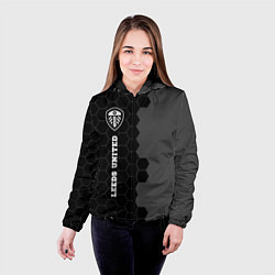 Куртка с капюшоном женская Leeds United sport на темном фоне по-вертикали, цвет: 3D-черный — фото 2