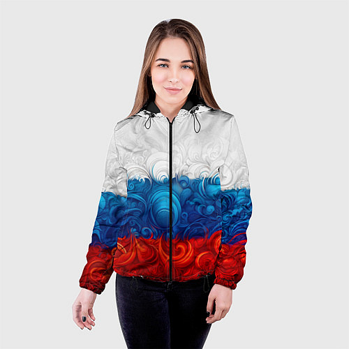 Женская куртка Орнамент триколор / 3D-Черный – фото 4