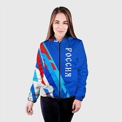 Куртка с капюшоном женская Абстрактный триколор Россия, цвет: 3D-черный — фото 2