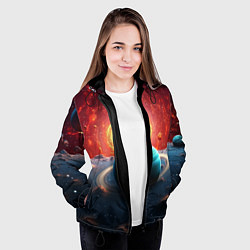 Куртка с капюшоном женская Космос и разные планеты, цвет: 3D-черный — фото 2