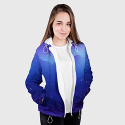 Куртка с капюшоном женская Синий космос и звезды, цвет: 3D-белый — фото 2