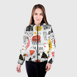 Куртка с капюшоном женская Паттерн узоры, цвет: 3D-черный — фото 2