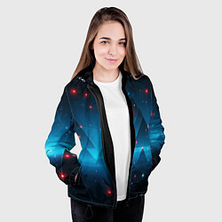 Куртка с капюшоном женская Пирамиды в космосе абстракции, цвет: 3D-черный — фото 2