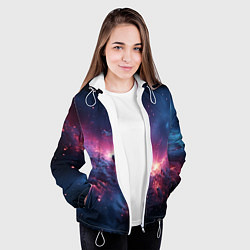 Куртка с капюшоном женская Взрыв в космосе, цвет: 3D-белый — фото 2