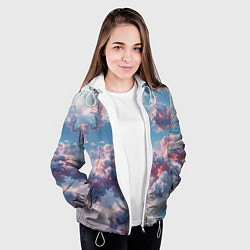 Куртка с капюшоном женская Сказочные облака патерн, цвет: 3D-белый — фото 2