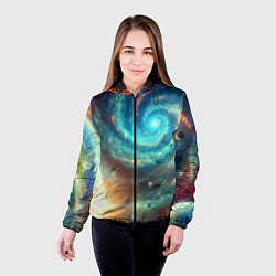 Куртка с капюшоном женская Неоновая далёкая галактика - нейросеть, цвет: 3D-черный — фото 2