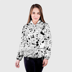 Куртка с капюшоном женская Черные пятна, цвет: 3D-белый — фото 2