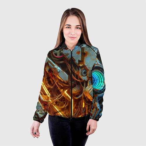 Женская куртка Cyber armor - ai art / 3D-Черный – фото 4