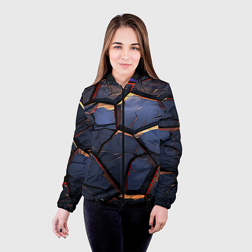 Женская куртка Темная абстрактная объемная плитка / 3D-Черный – фото 4