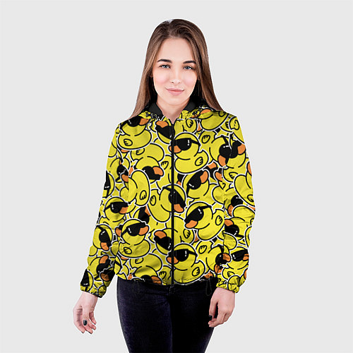 Женская куртка Уточки в очках / 3D-Черный – фото 4