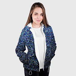 Куртка с капюшоном женская Шум пикселей, цвет: 3D-белый — фото 2