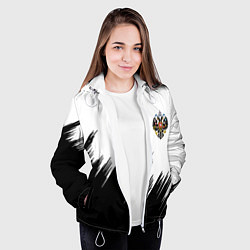 Куртка с капюшоном женская Герб РФ просто краски, цвет: 3D-белый — фото 2