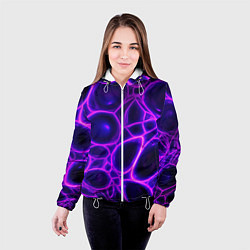 Куртка с капюшоном женская Фиолетовы неоновые соты, цвет: 3D-белый — фото 2
