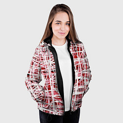Куртка с капюшоном женская Хаотичный кубический каркас в красном тумане, цвет: 3D-черный — фото 2