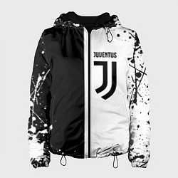 Куртка с капюшоном женская Juventus краски текстура спорт, цвет: 3D-черный
