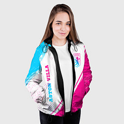 Куртка с капюшоном женская Aston Villa neon gradient style вертикально, цвет: 3D-черный — фото 2