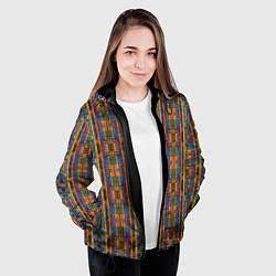 Куртка с капюшоном женская Полоски африканские яркие, цвет: 3D-черный — фото 2