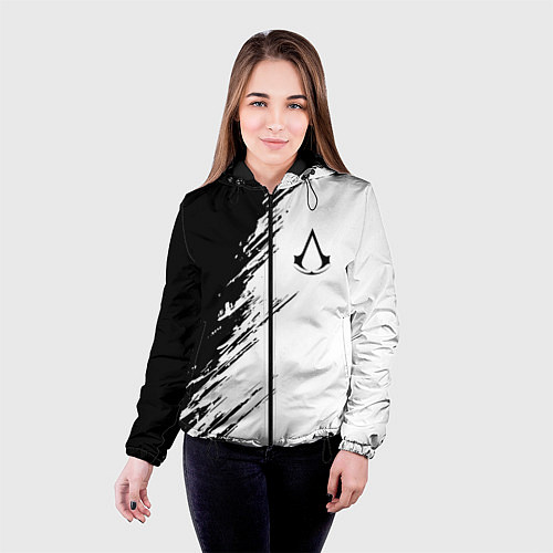 Женская куртка Ассасинс Крид - белый и черный цвет / 3D-Черный – фото 4