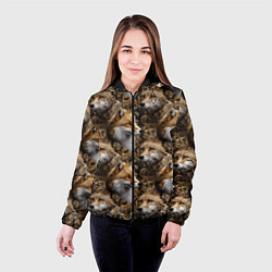 Куртка с капюшоном женская Лакшери паттерн с золотыми лисицами, цвет: 3D-черный — фото 2