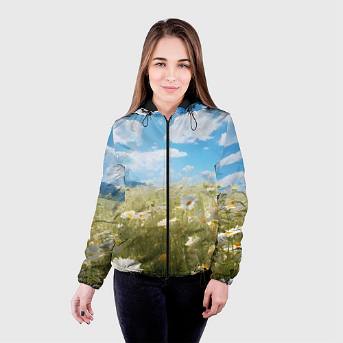 Женская куртка Ромашковое поле / 3D-Черный – фото 4